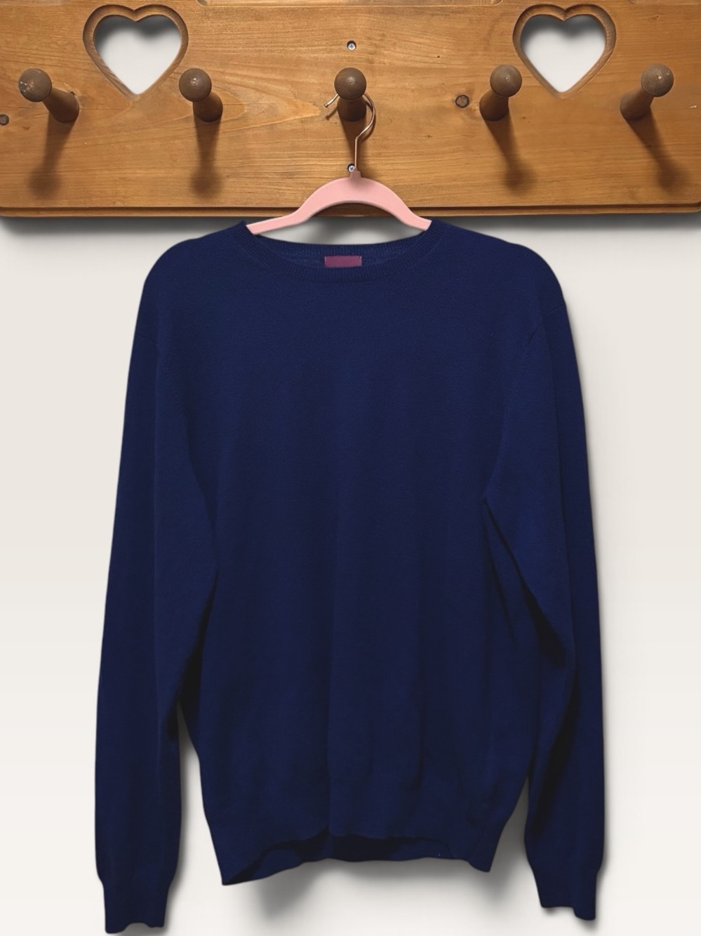 State Cashmere 100% Cashmere Crewneck Sweater Navy XL